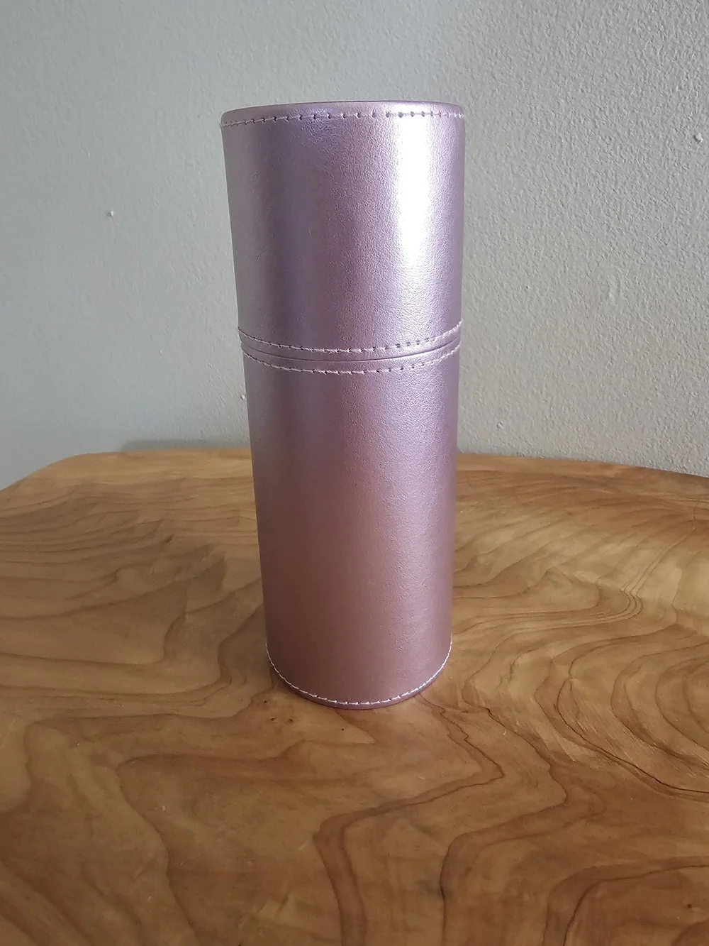 Pink Metallic Makeup Brush Holder with Brushes